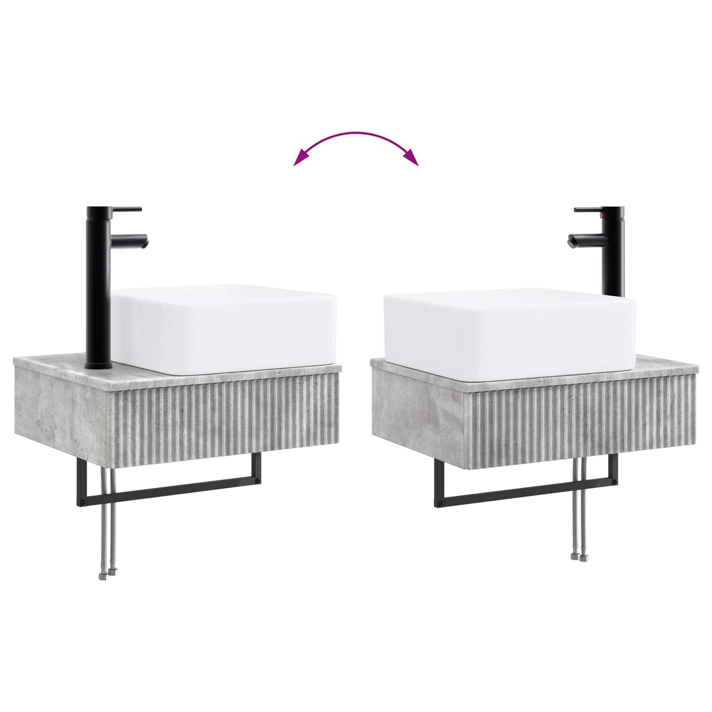 vidaXL Bathroom Furniture Set 2 pcs Concrete Grey 33 x 34.5 x 100 cm