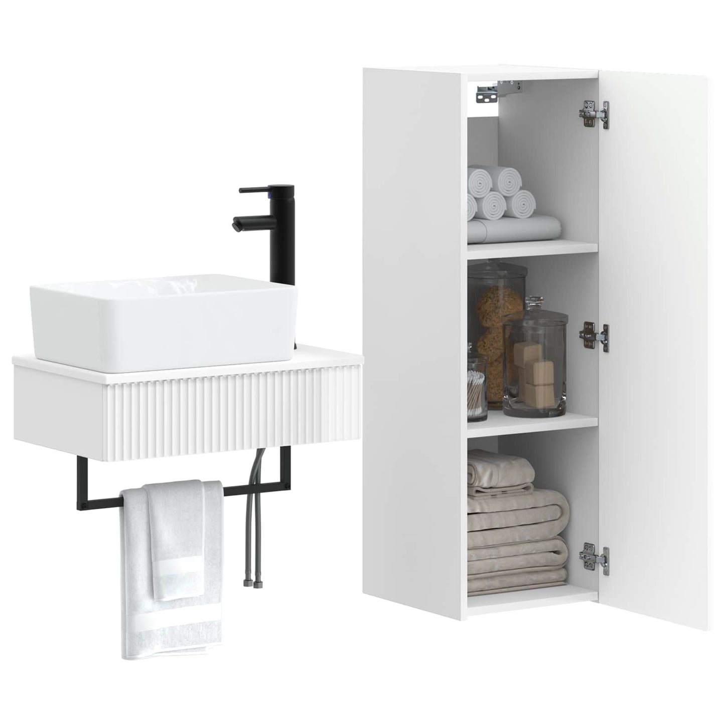 vidaXL Bathroom Furniture Set 2 pcs High Gloss White