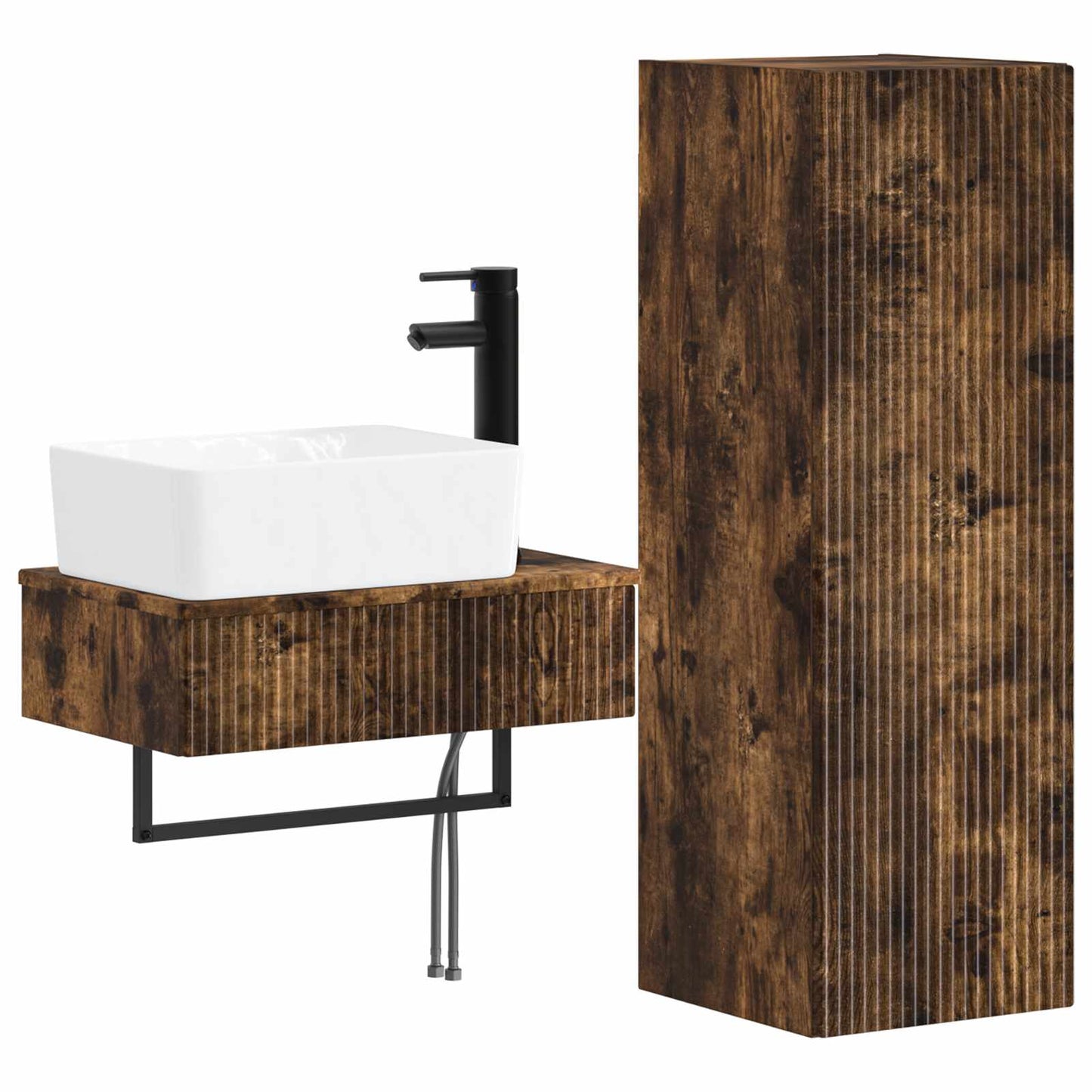 vidaXL Bathroom Furniture Set 2 pcs Smoked Oak 33 x 34.5 x 100 cm