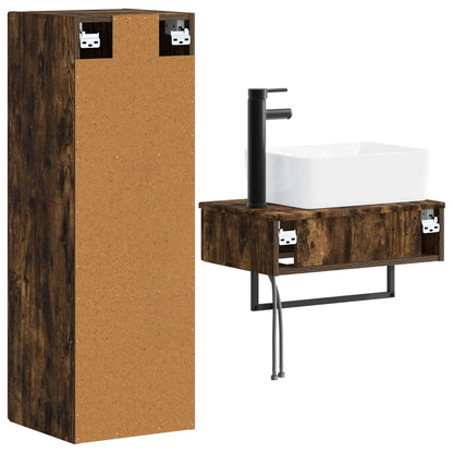 vidaXL Bathroom Furniture Set 2 pcs Smoked Oak 33 x 34.5 x 100 cm