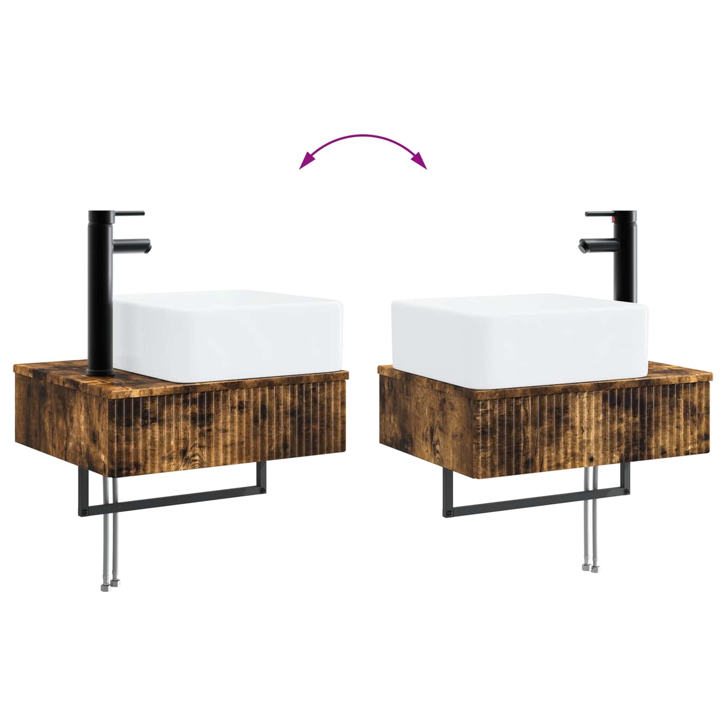 vidaXL Bathroom Furniture Set 2 pcs Smoked Oak 33 x 34.5 x 100 cm