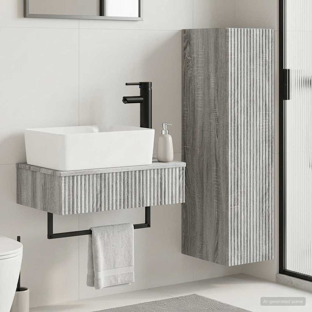 vidaXL Bathroom Furniture Set 2 pcs Grey Sonoma 33 x 34.5 x 100 cm