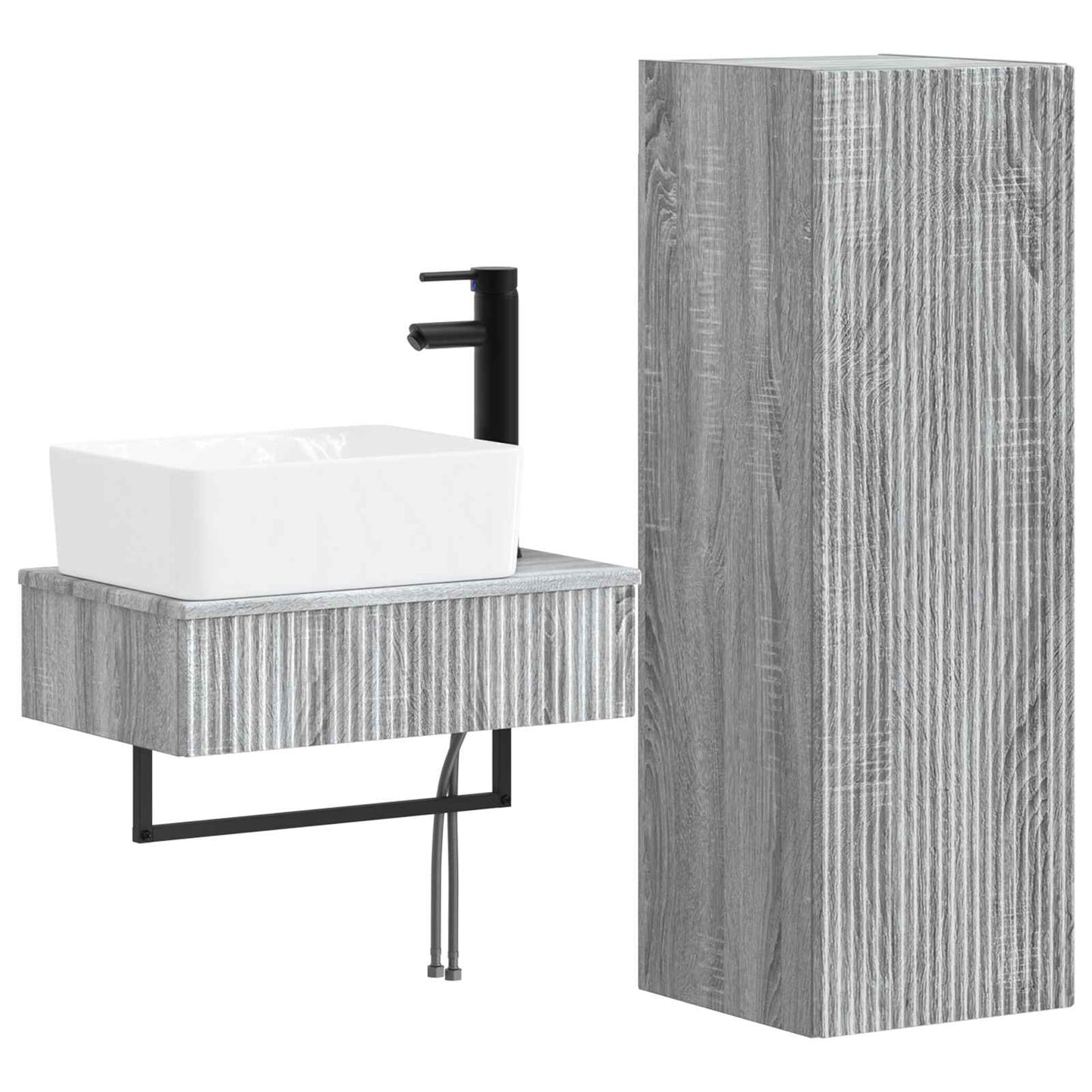 vidaXL Bathroom Furniture Set 2 pcs Grey Sonoma 33 x 34.5 x 100 cm