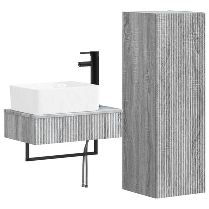 vidaXL Bathroom Furniture Set 2 pcs Grey Sonoma 33 x 34.5 x 100 cm