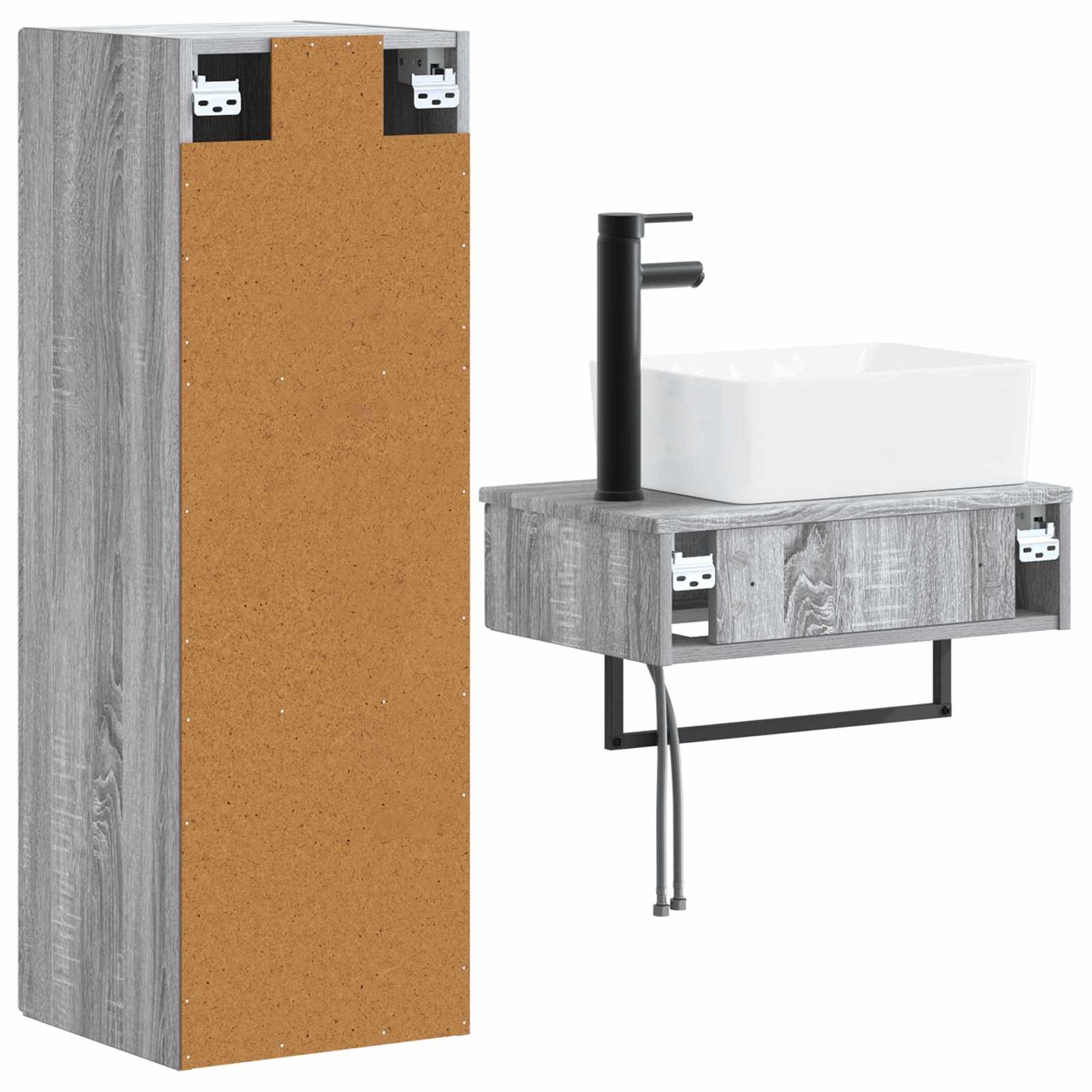 vidaXL Bathroom Furniture Set 2 pcs Grey Sonoma 33 x 34.5 x 100 cm