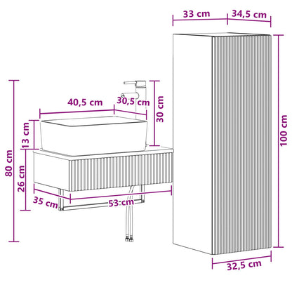 vidaXL Bathroom Furniture Set 2 pcs Grey Sonoma 33 x 34.5 x 100 cm