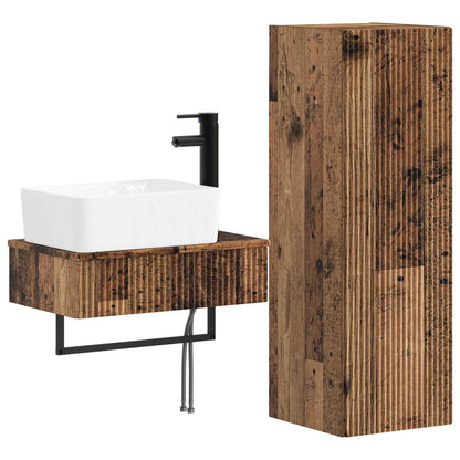 vidaXL Bathroom Furniture Set 2 pcs Old Wood 33 x 34.5 x 100 cm