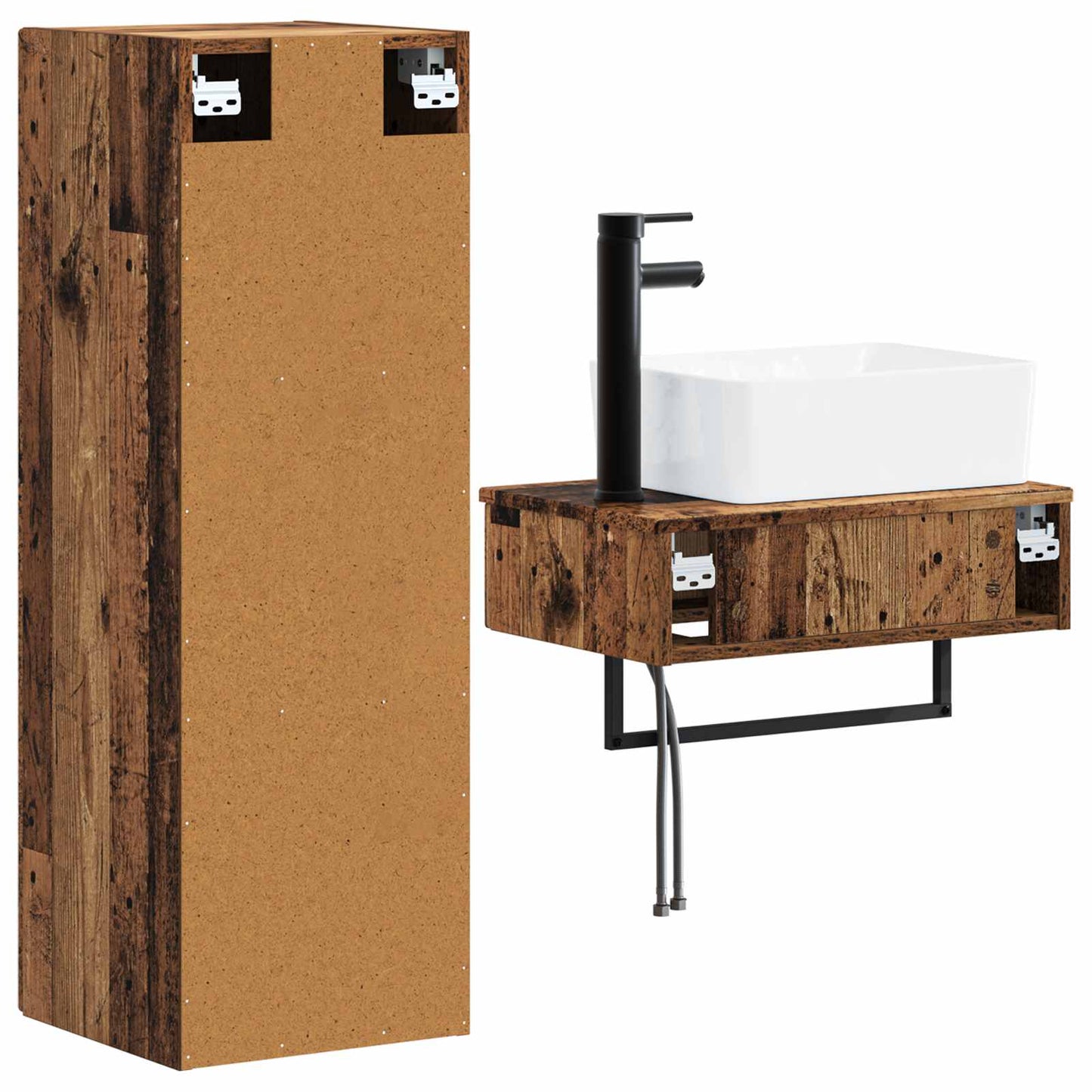 vidaXL Bathroom Furniture Set 2 pcs Old Wood 33 x 34.5 x 100 cm