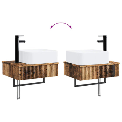 vidaXL Bathroom Furniture Set 2 pcs Old Wood 33 x 34.5 x 100 cm