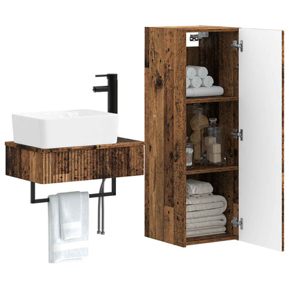 vidaXL Bathroom Furniture Set 2 pcs Old Wood 33 x 34.5 x 100 cm