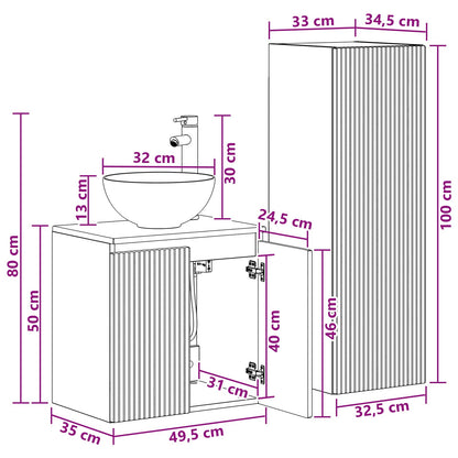 vidaXL Bathroom Furniture Set 2 pcs White 33 x 34.5 x 100 cm