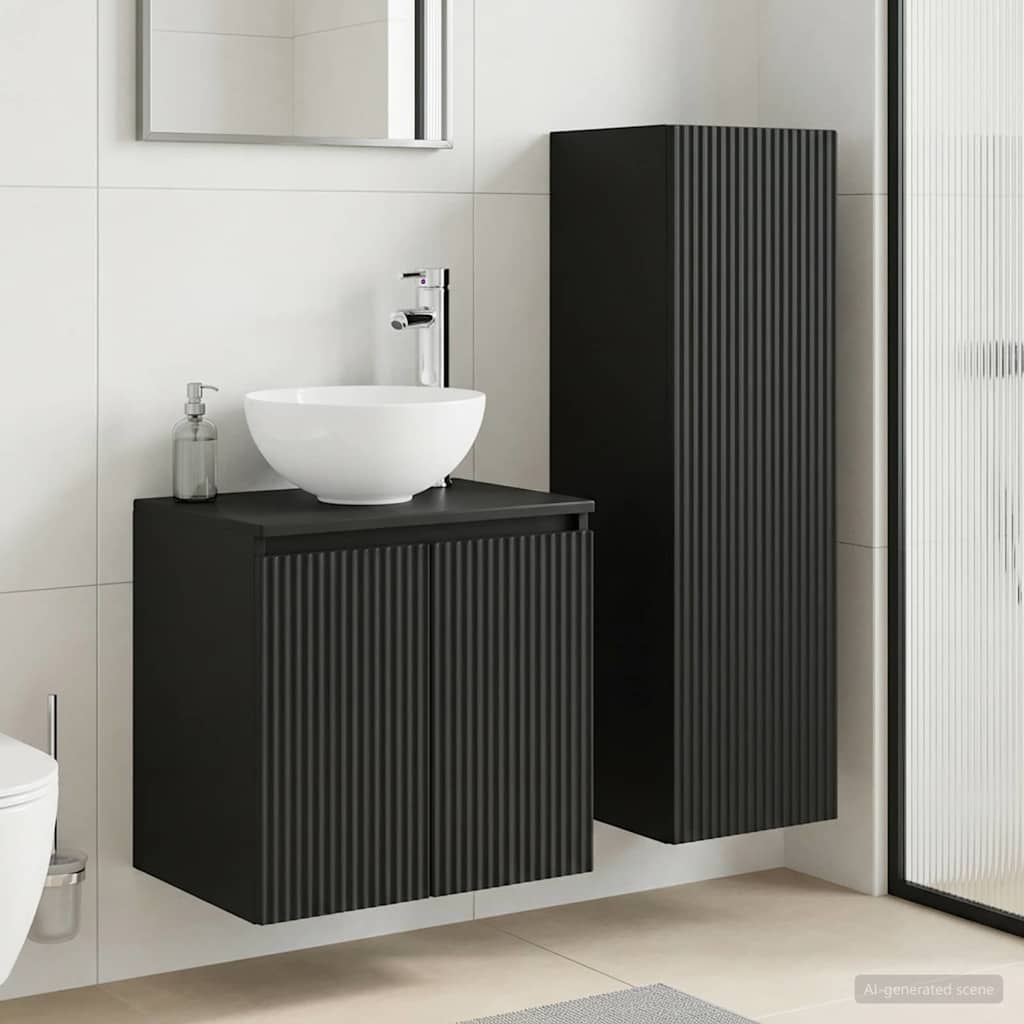 vidaXL Bathroom Furniture Set 2 pcs Black 33 x 34.5 x 100 cm