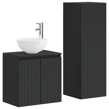 vidaXL Bathroom Furniture Set 2 pcs Black 33 x 34.5 x 100 cm