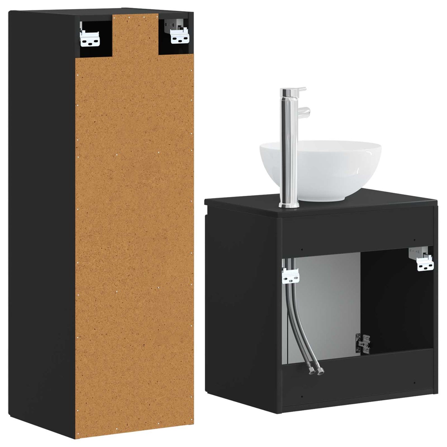 vidaXL Bathroom Furniture Set 2 pcs Black 33 x 34.5 x 100 cm