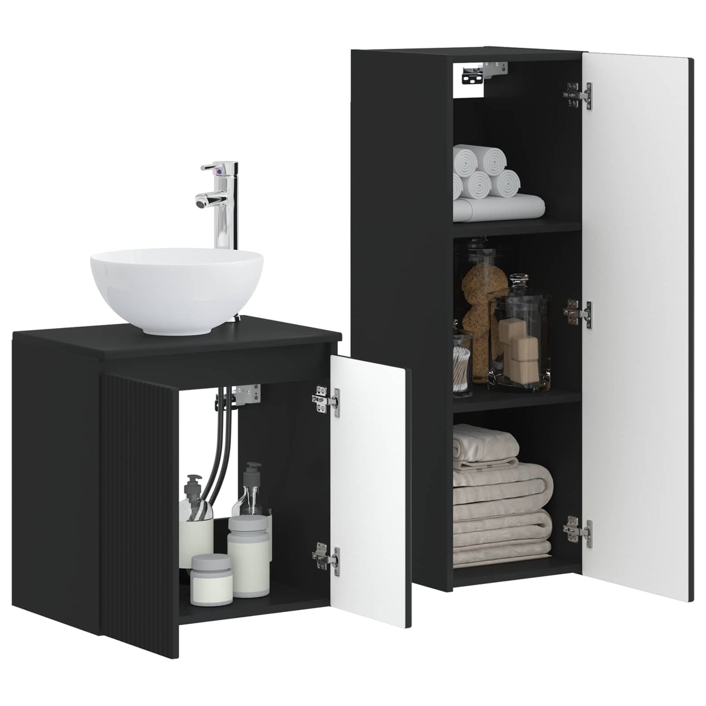 vidaXL Bathroom Furniture Set 2 pcs Black 33 x 34.5 x 100 cm