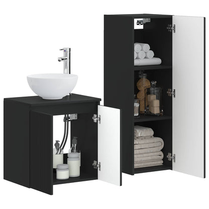 vidaXL Bathroom Furniture Set 2 pcs Black 33 x 34.5 x 100 cm