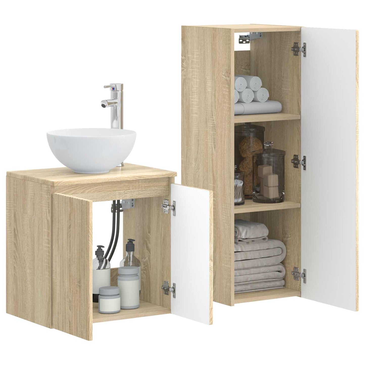 vidaXL Bathroom Furniture Set 2 pcs Sonoma Oak 33 x 34.5 x 100 cm