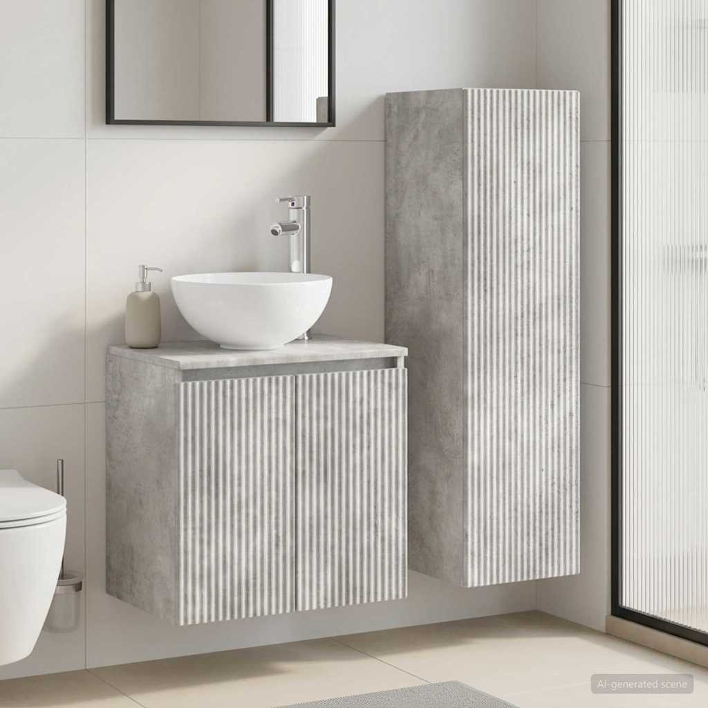 vidaXL Bathroom Furniture Set 2 pcs Concrete Grey 33 x 34.5 x 100 cm