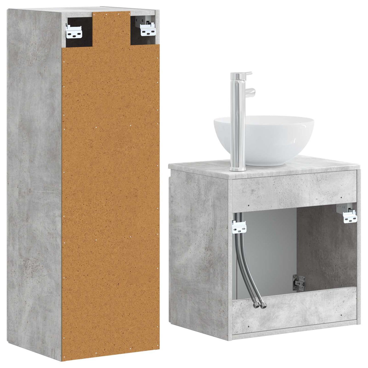 vidaXL Bathroom Furniture Set 2 pcs Concrete Grey 33 x 34.5 x 100 cm