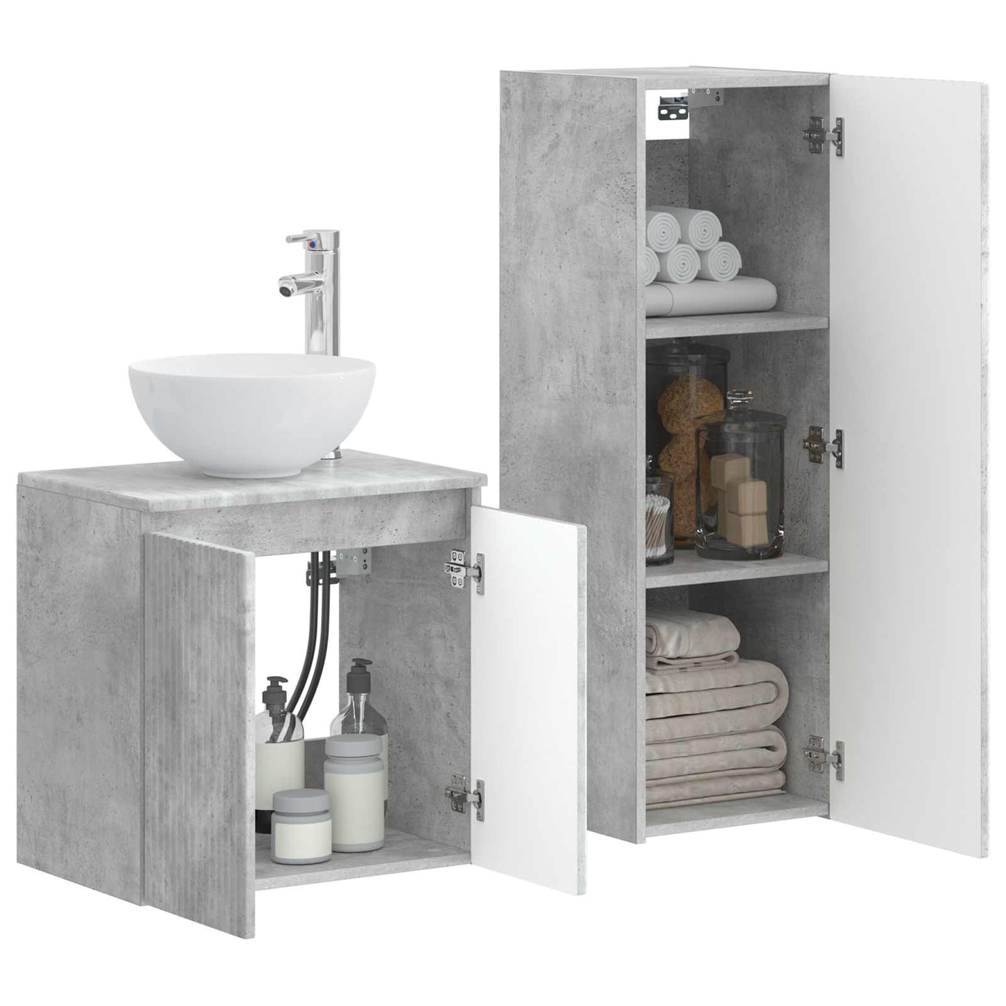vidaXL Bathroom Furniture Set 2 pcs Concrete Grey 33 x 34.5 x 100 cm