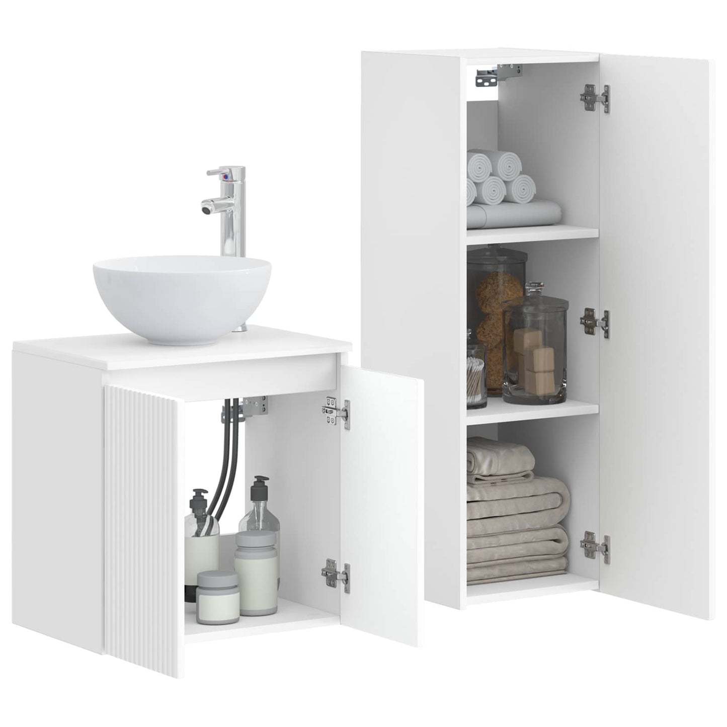 vidaXL Bathroom Furniture Set 2 pcs High Gloss White