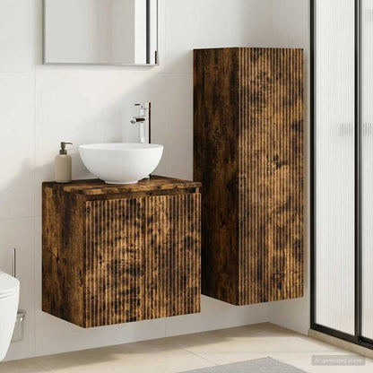vidaXL Bathroom Furniture Set 2 pcs Smoked Oak 33 x 34.5 x 100 cm