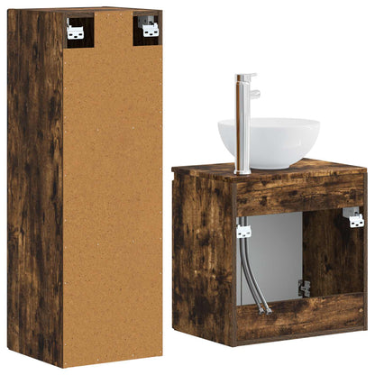 vidaXL Bathroom Furniture Set 2 pcs Smoked Oak 33 x 34.5 x 100 cm