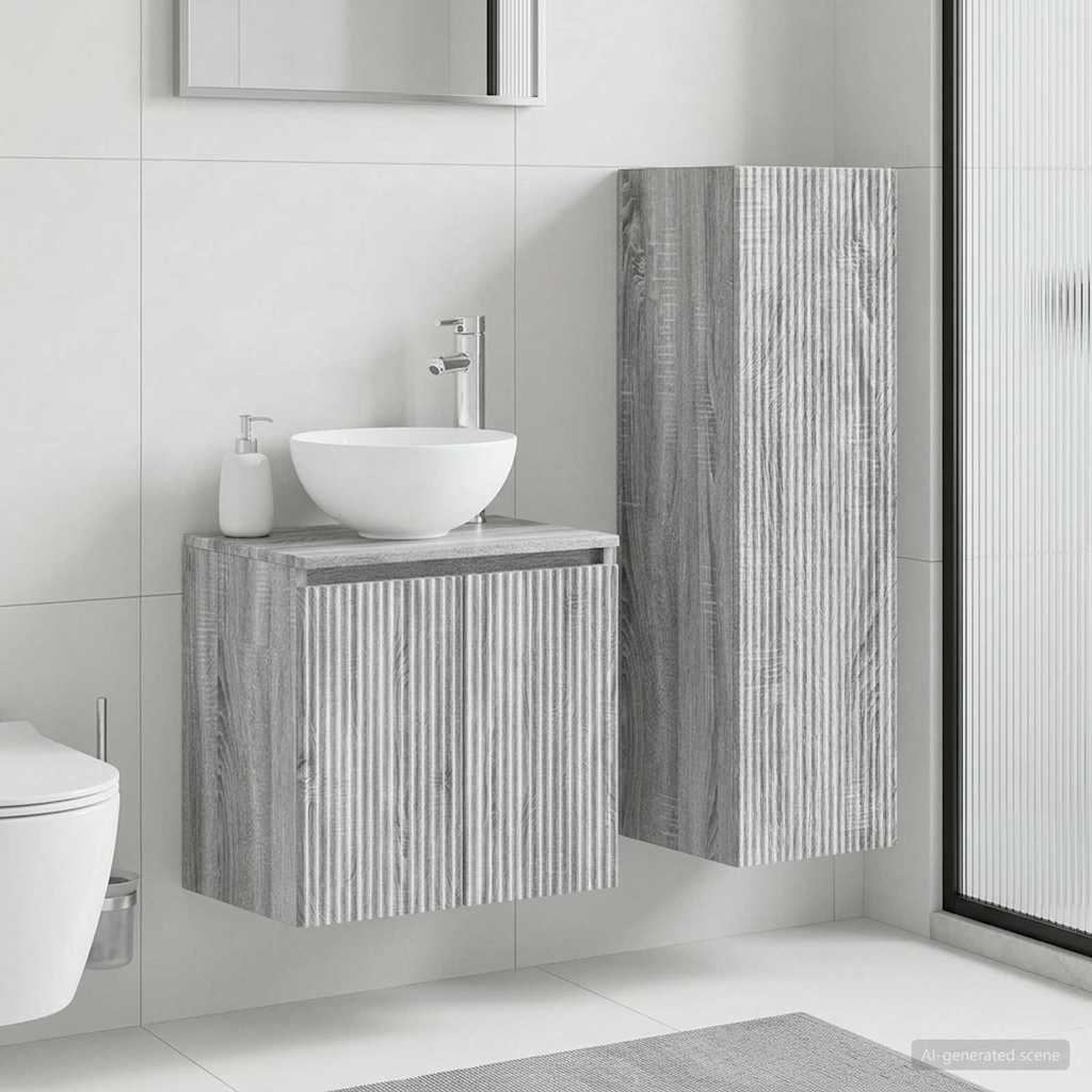 vidaXL Bathroom Furniture Set 2 pcs Grey Sonoma 33 x 34.5 x 100 cm