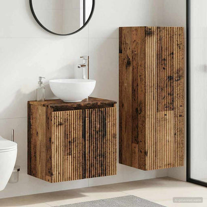 vidaXL Bathroom Furniture Set 2 pcs Old Wood 33 x 34.5 x 100 cm