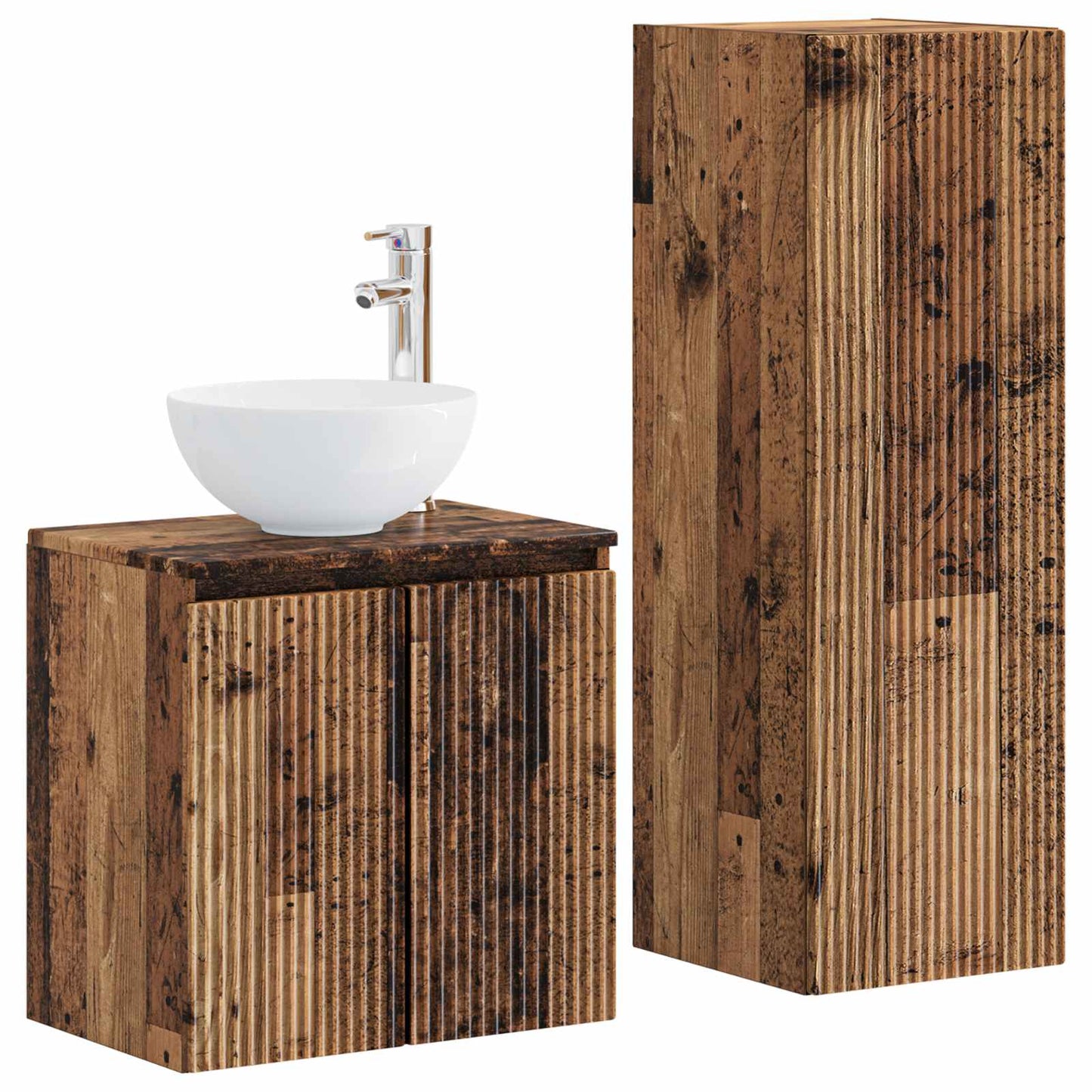 vidaXL Bathroom Furniture Set 2 pcs Old Wood 33 x 34.5 x 100 cm