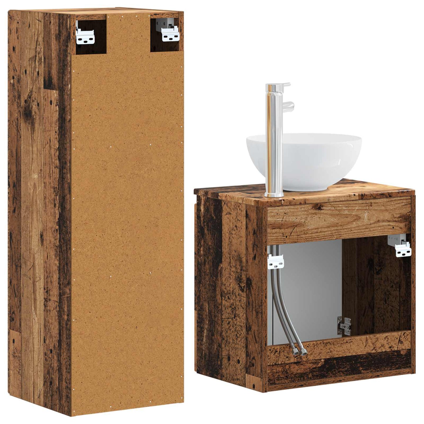 vidaXL Bathroom Furniture Set 2 pcs Old Wood 33 x 34.5 x 100 cm