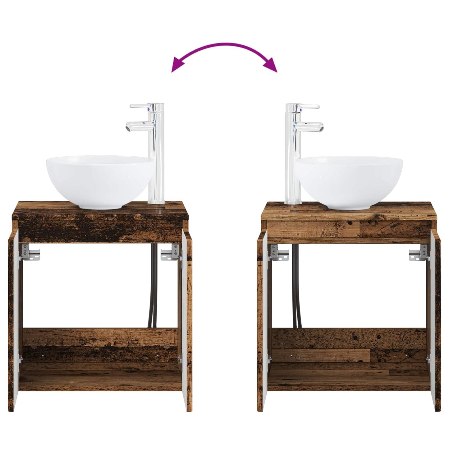 vidaXL Bathroom Furniture Set 2 pcs Old Wood 33 x 34.5 x 100 cm