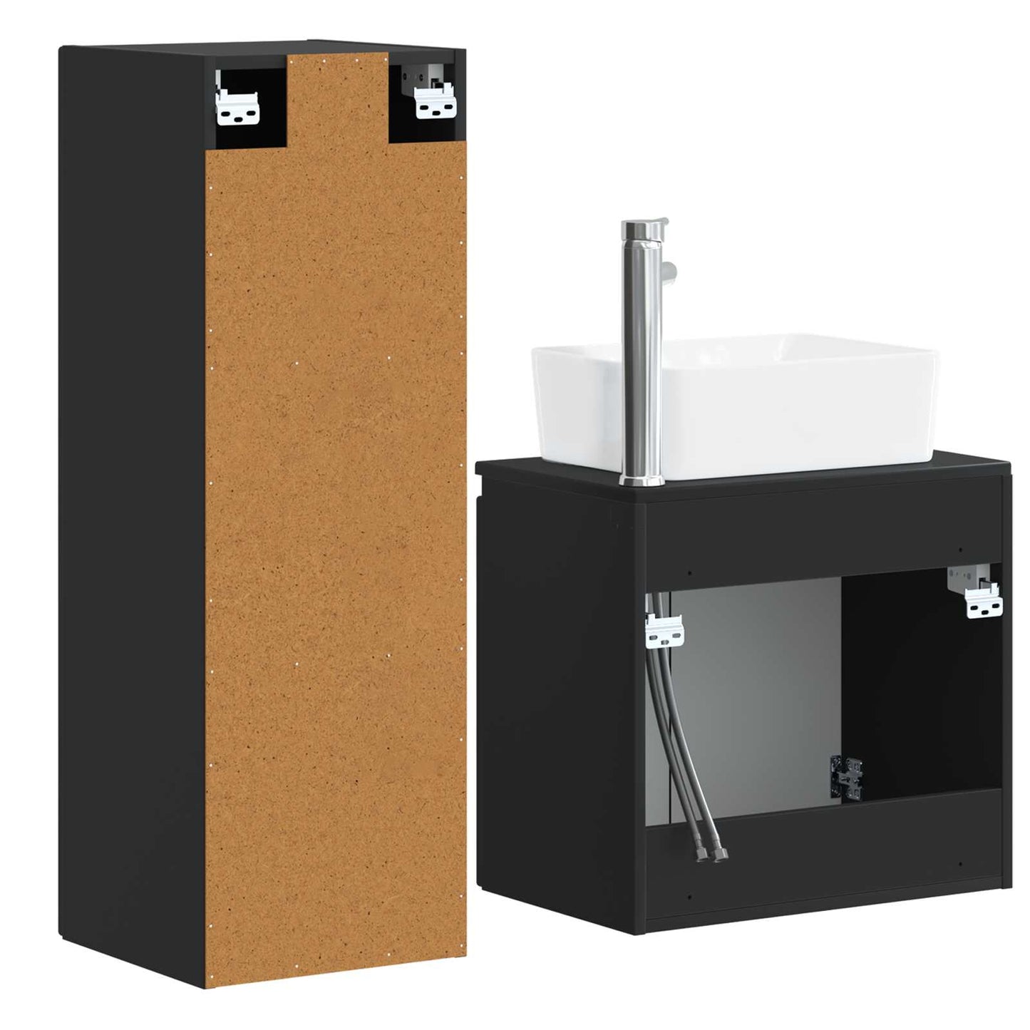 vidaXL Bathroom Furniture Set 2 pcs Black 33 x 34.5 x 100 cm