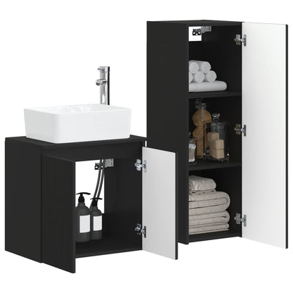 vidaXL Bathroom Furniture Set 2 pcs Black 33 x 34.5 x 100 cm