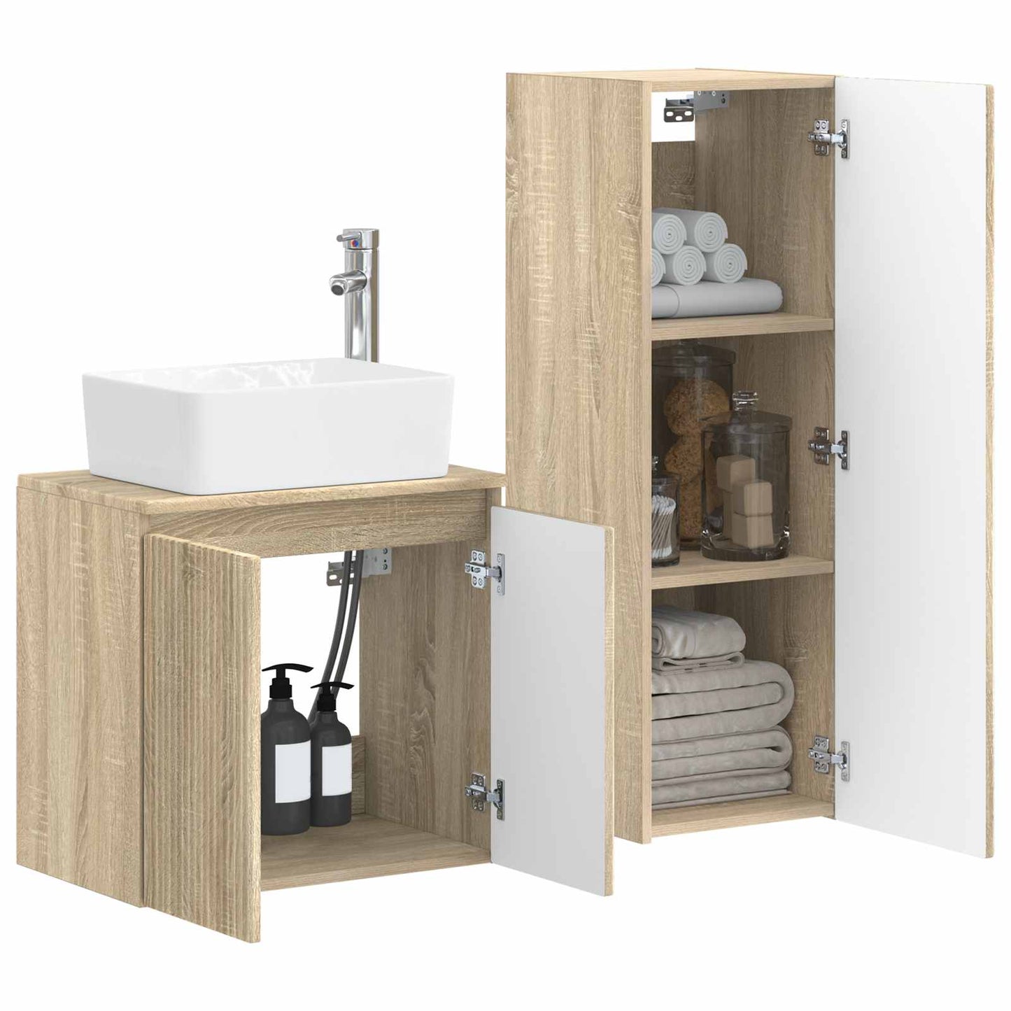 vidaXL Bathroom Furniture Set 2 pcs Sonoma Oak 33 x 34.5 x 100 cm
