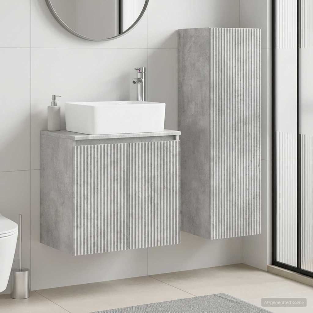 vidaXL Bathroom Furniture Set 2 pcs Concrete Grey 33 x 34.5 x 100 cm