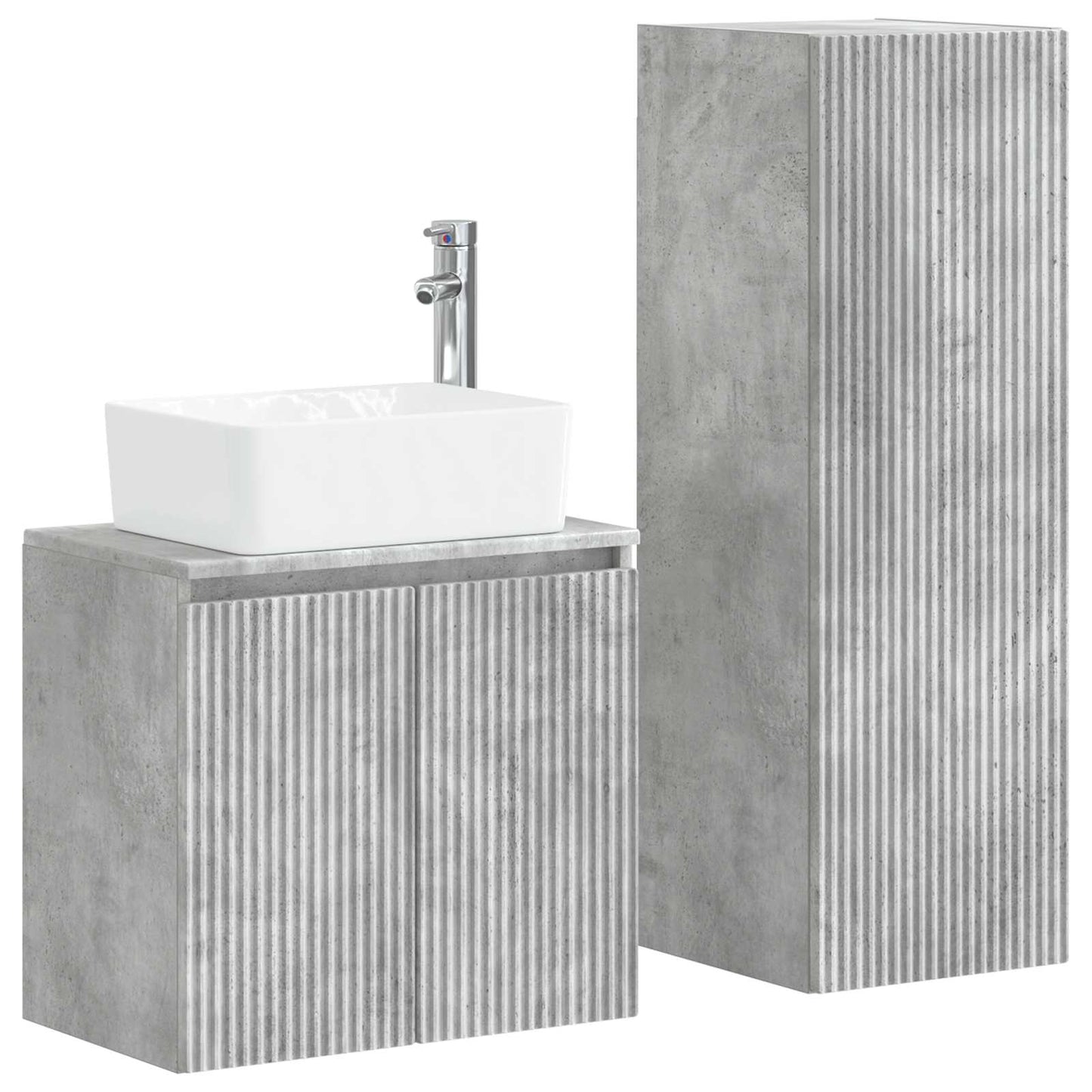 vidaXL Bathroom Furniture Set 2 pcs Concrete Grey 33 x 34.5 x 100 cm