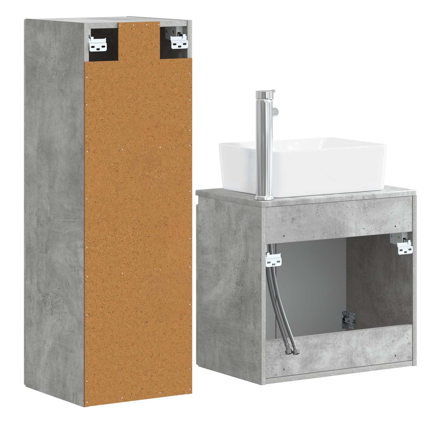 vidaXL Bathroom Furniture Set 2 pcs Concrete Grey 33 x 34.5 x 100 cm