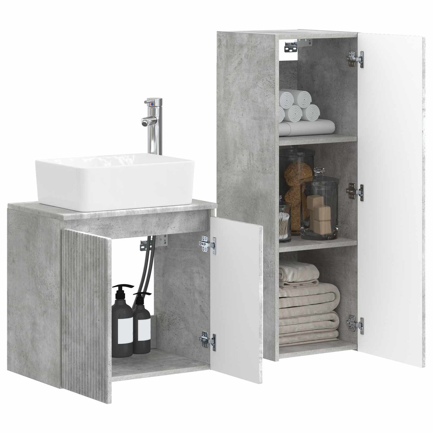 vidaXL Bathroom Furniture Set 2 pcs Concrete Grey 33 x 34.5 x 100 cm