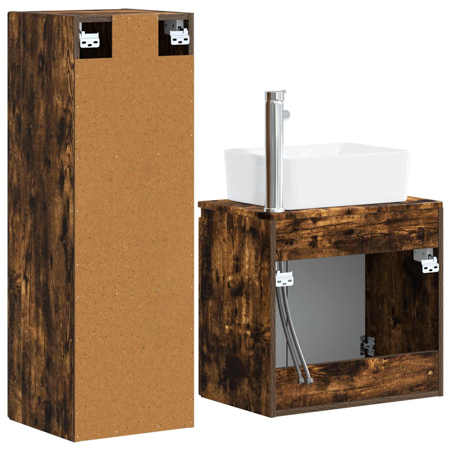 vidaXL Bathroom Furniture Set 2 pcs Smoked Oak 33 x 34.5 x 100 cm