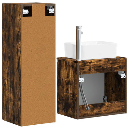 vidaXL Bathroom Furniture Set 2 pcs Smoked Oak 33 x 34.5 x 100 cm