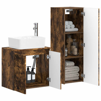vidaXL Bathroom Furniture Set 2 pcs Smoked Oak 33 x 34.5 x 100 cm