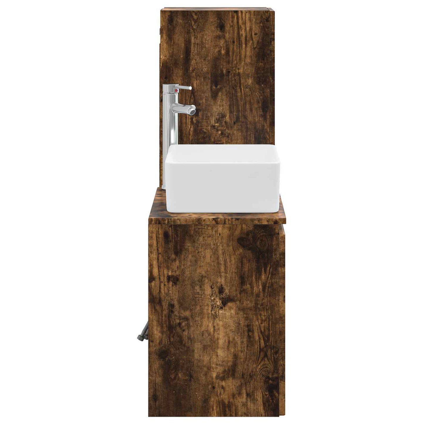 vidaXL Bathroom Furniture Set 2 pcs Smoked Oak 33 x 34.5 x 100 cm