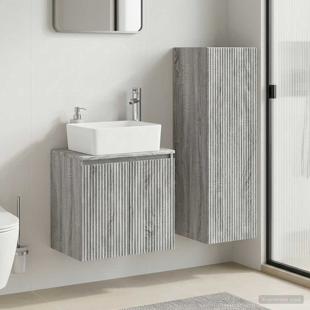 vidaXL Bathroom Furniture Set 2 pcs Grey Sonoma 33 x 34.5 x 100 cm