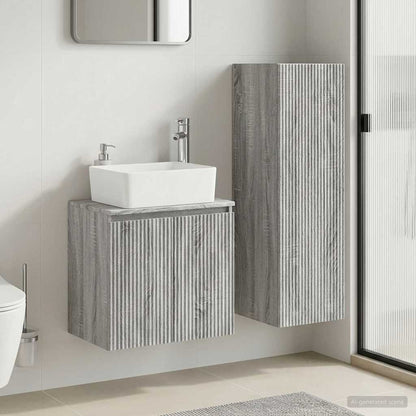 vidaXL Bathroom Furniture Set 2 pcs Grey Sonoma 33 x 34.5 x 100 cm