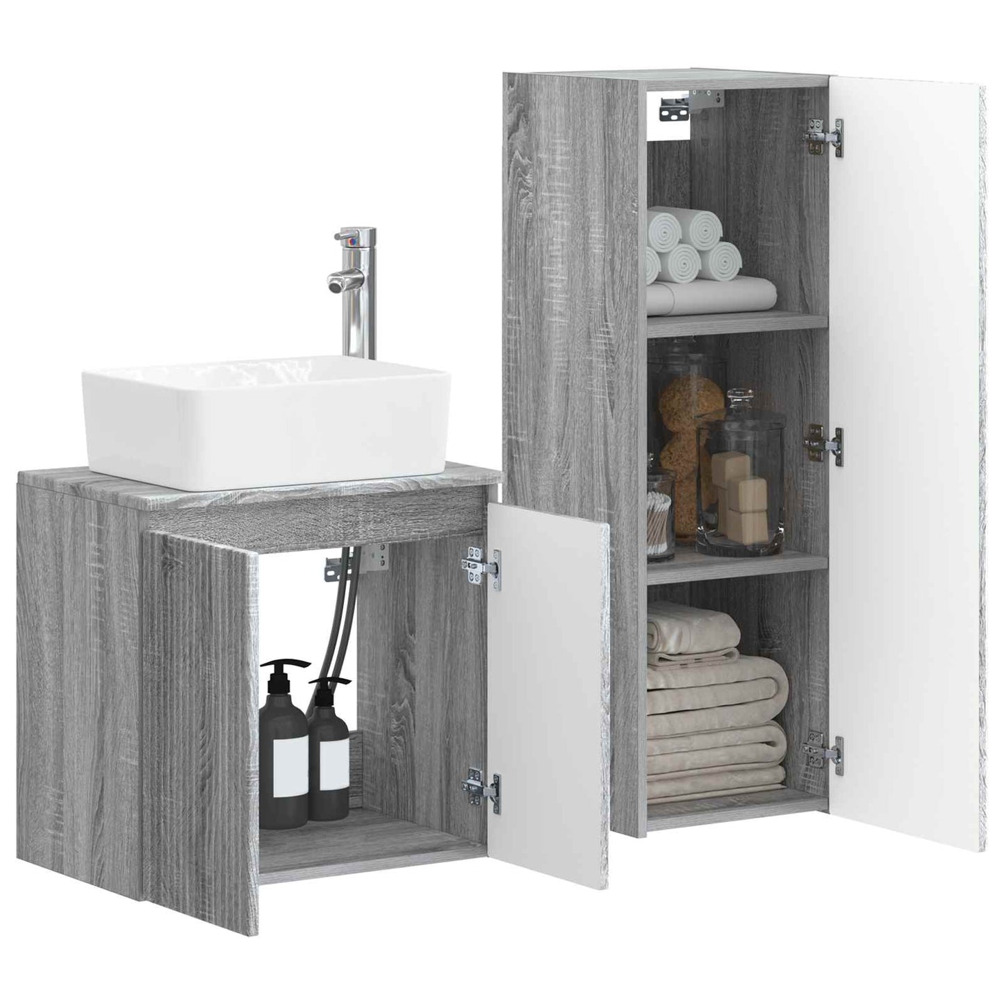 vidaXL Bathroom Furniture Set 2 pcs Grey Sonoma 33 x 34.5 x 100 cm