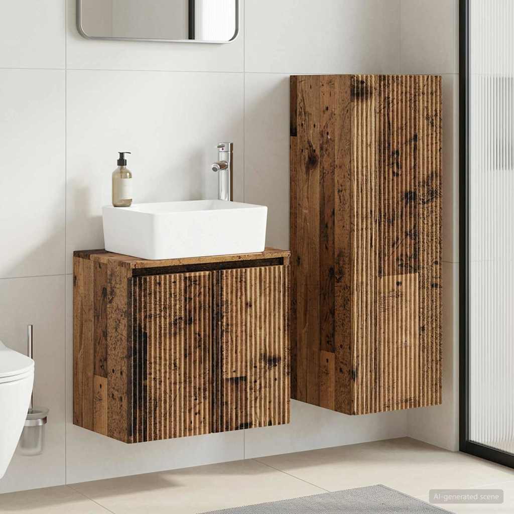 vidaXL Bathroom Furniture Set 2 pcs Old Wood 33 x 34.5 x 100 cm