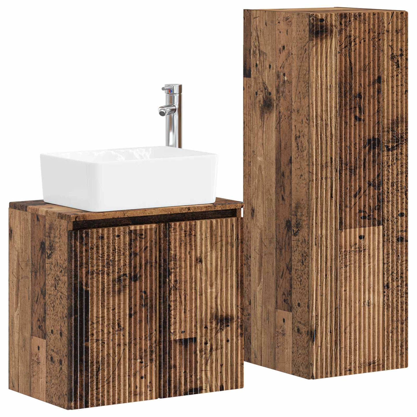 vidaXL Bathroom Furniture Set 2 pcs Old Wood 33 x 34.5 x 100 cm
