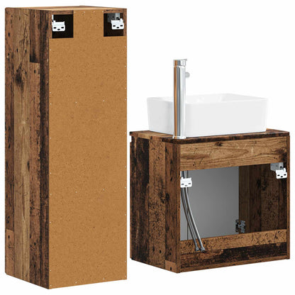 vidaXL Bathroom Furniture Set 2 pcs Old Wood 33 x 34.5 x 100 cm
