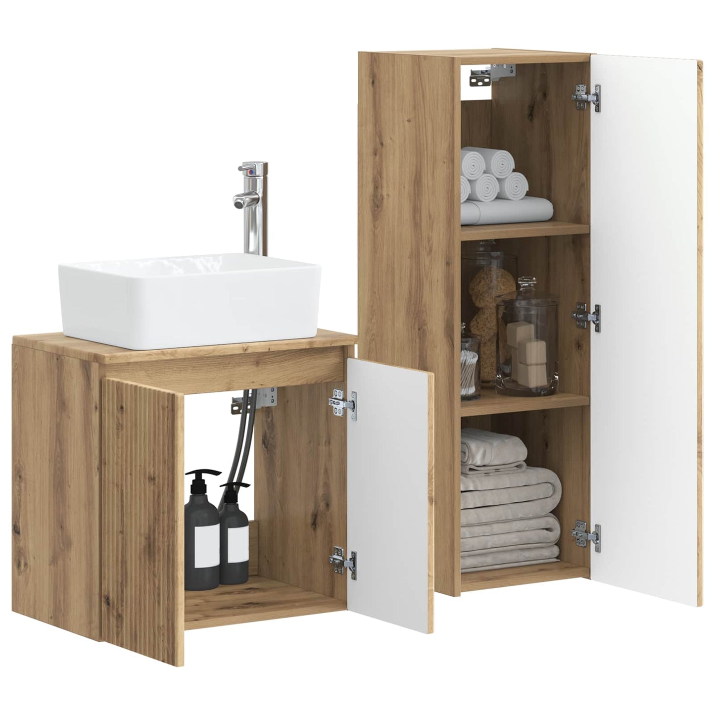 vidaXL Bathroom Furniture Set 2 pcs Artisan Oak 33 x 34.5 x 100 cm